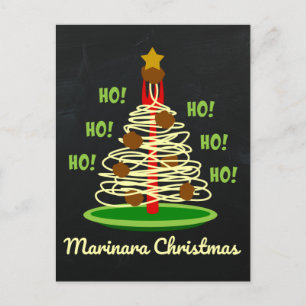 Cartão Postal De Festividades Ho! Ho! Ho! Árvore de Natal de Macarrão ao Molho M