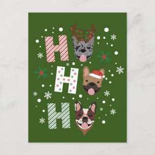 Cartão Postal De Festividades Ho Ho Ho Buldogue Francês Feliz Natal