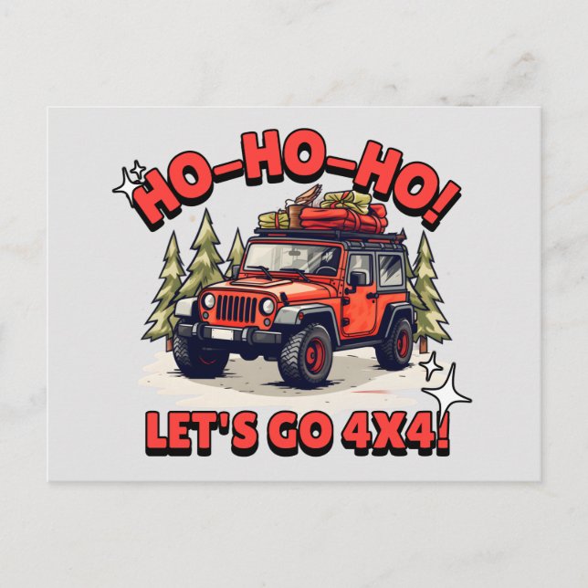 Cartão Postal De Festividades Ho-Ho-Ho! Vamos 4x4! (Frente)