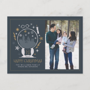 Cartão Postal De Festividades HOGWARTS™ Bola de Neve   Feliz Natal