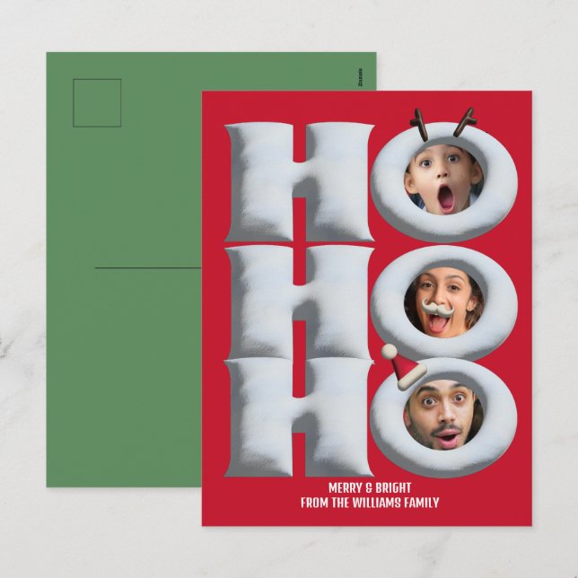 Cartão Postal De Festividades HOHOHO! Crie seu próprio cartão de Natal! (Frente/Verso)