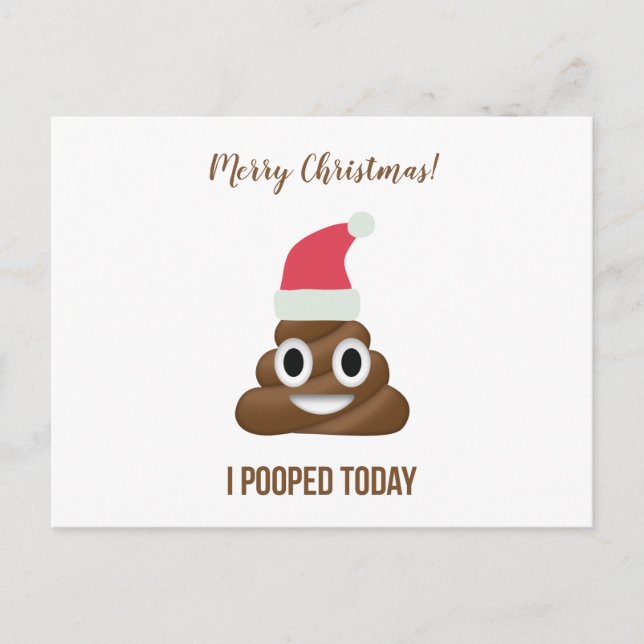 Cartão Postal De Festividades Hoje, Chamei Feliz Marrom Emoji Feliz Natal (Frente)