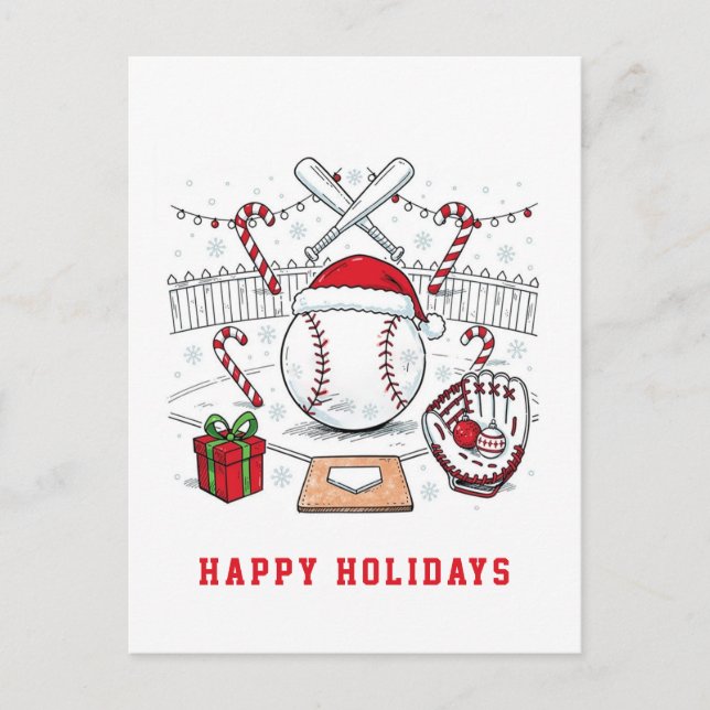 Cartão Postal De Festividades Holiday Baseball Christmas Cards (Frente)