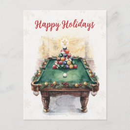 Cartão Postal De Festividades Holiday Billiard player Christmas Cards