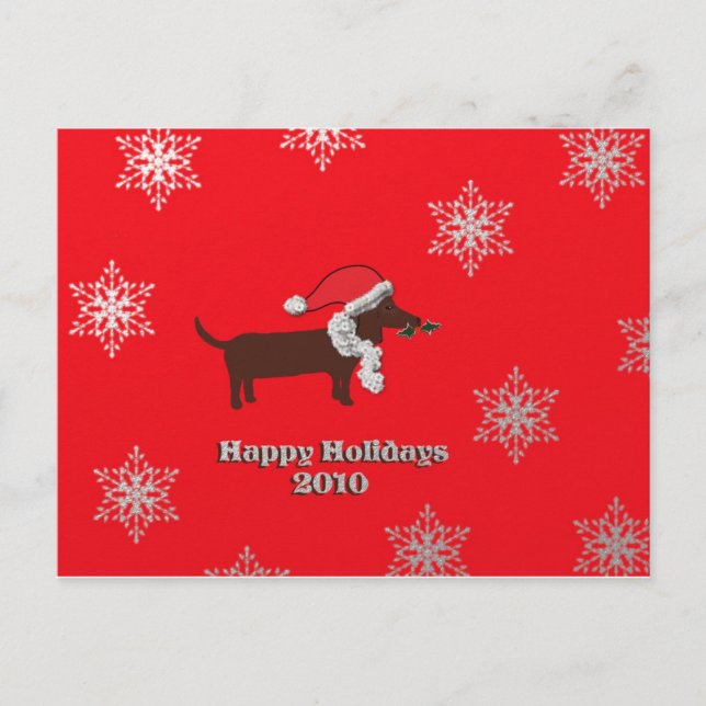 Cartão Postal De Festividades Holiday Dachshund (Frente)