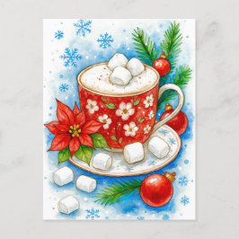 Cartão Postal De Festividades Holiday Hot Cocoa Marshmallows Christmas Postcard
