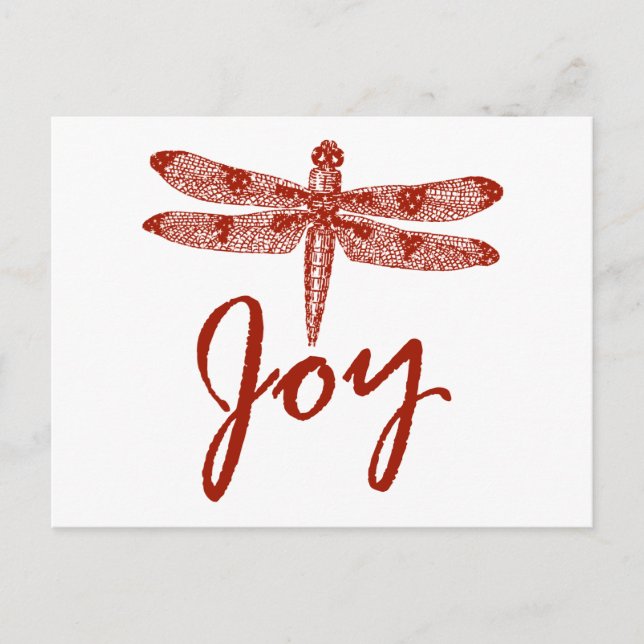 Cartão Postal De Festividades Holiday Joy Dragonfly (Frente)