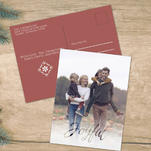 Cartão Postal De Festividades Holiday Joyful Elegant Red Snowflake Budget