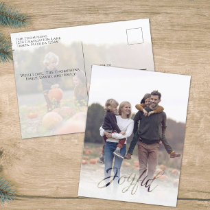 Cartão Postal De Festividades Holiday Joyful Elegant Snowflake Winter 2 Photo