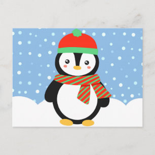 Cartão Postal De Festividades Holiday Penguin