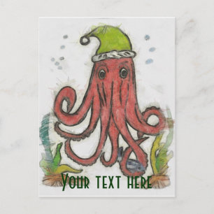 Cartão Postal De Festividades Holidayoctopus