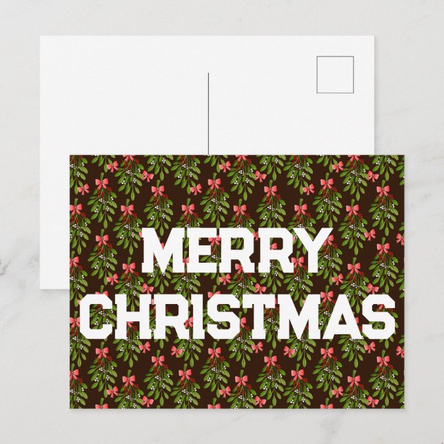 Cartão Postal De Festividades Hollies de Natal - Cartão-postal de Natal (Frente/Verso)
