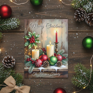 Cartão Postal De Festividades Holly Berries Pine Cones Natal Russo