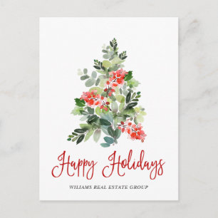 Cartão Postal De Festividades Holly Berry Árvore de Natal Saudação Corporativa