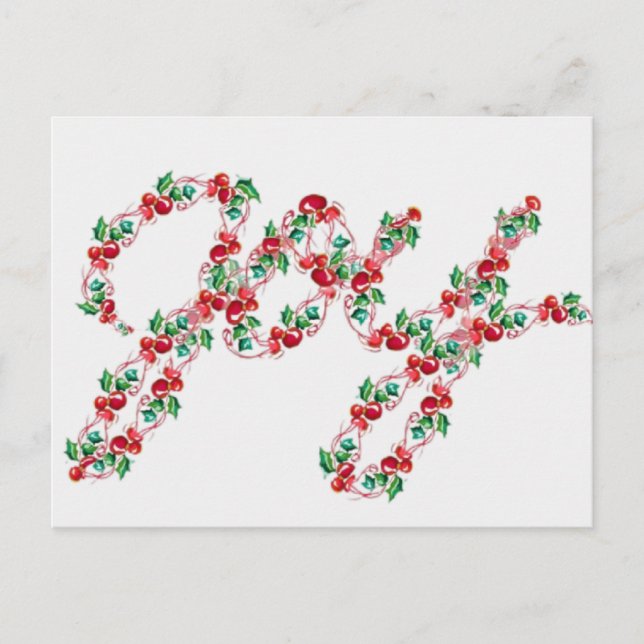 Cartão Postal De Festividades Holly berry JOY (Frente)