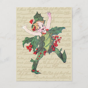 Cartão Postal De Festividades Holly Christmas Fairy