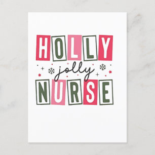 Cartão Postal De Festividades Holly Jolly Enfermeira Natal Enfermeirando a Vida