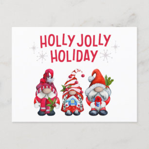Cartão Postal De Festividades Holly Jolly Holiday Gnomos