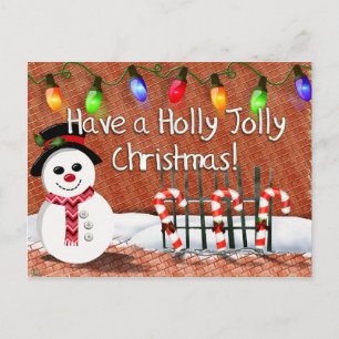 Cartão Postal De Festividades Holly Jolly Snowman
