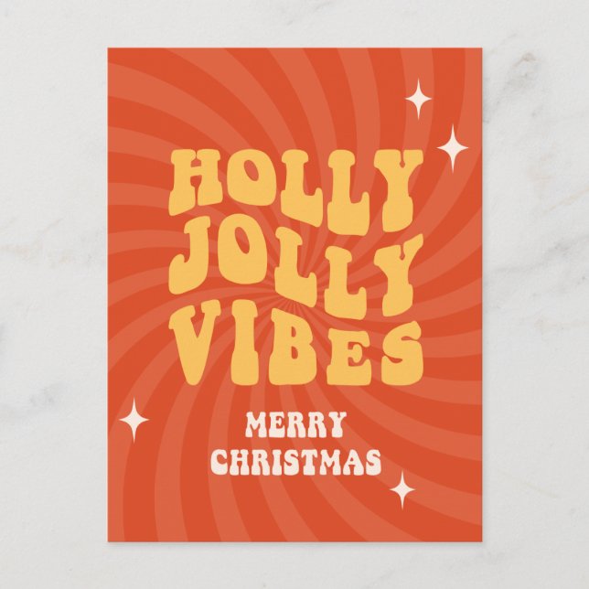 Cartão Postal De Festividades Holly Jolly Vibes - Feliz Natal (Frente)