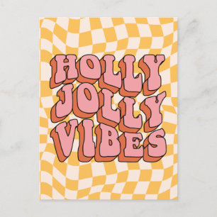 Cartão Postal De Festividades Holly Jolly Vibes - Retro Holiday Cheer