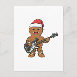 Cartão Postal De Festividades Homem de Biscoito de Gengibre Guitarra Elétrica Ro