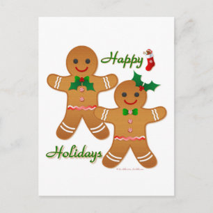 Cartão Postal De Festividades Homem de Biscoito de Natal Feliz Menino Menina