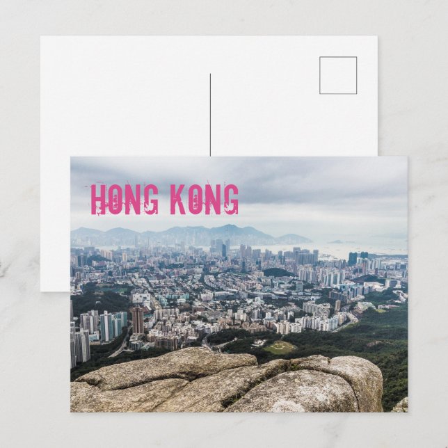 Cartão Postal De Festividades Hong Kong Lion Hill Skyline Panorama Souvenir (Frente/Verso)