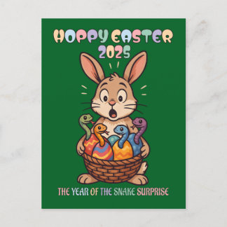 Cartão Postal De Festividades Hoppy Easter 2025: The Year of the Snake Surprise!