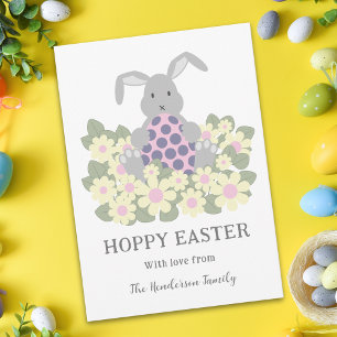 Cartão Postal De Festividades Hoppy Easter Bunny Floral