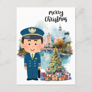 Cartão Postal De Festividades Hora de Natal piloto na Flórida