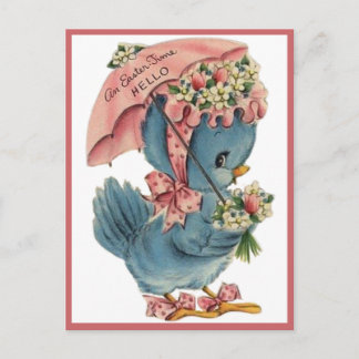 Cartão Postal De Festividades Hora de Páscoa do Vintage Retro Blue Bird