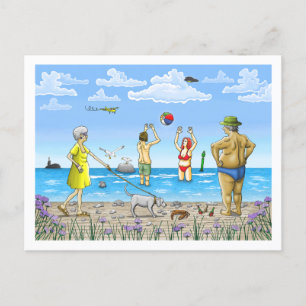 Cartão Postal De Festividades Hora de verão na praia