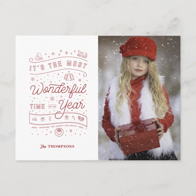 Cartão Postal De Festividades HORA MARAVILHOSA DO ANO / Cartão-postal de Natal (Frente)