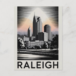 Cartão Postal De Festividades Horizonte de Raleigh Carolina do Norte Preto e Bra