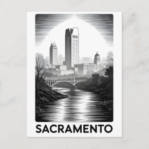Cartão Postal De Festividades Horizonte de Sacramento Califórnia Xilogravura Pre
