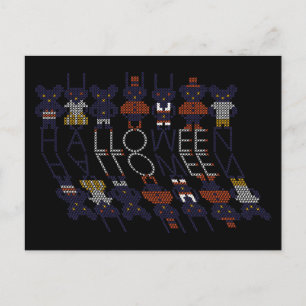 Cartão Postal De Festividades Horror Spooky Stick Cross Halloween Monstros