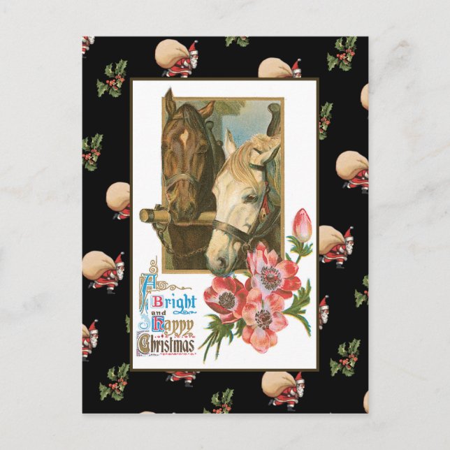 Cartão Postal De Festividades Horse Natal (Frente)