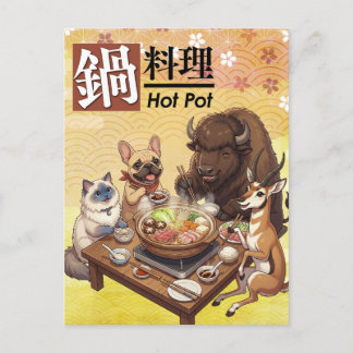 Cartão Postal De Festividades hot pot yosenabe -Ragdoll, French Bulldog... etc-