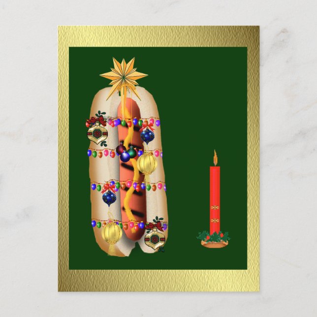 Cartão Postal De Festividades Hotdog de Natal (Frente)