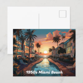 Cartão Postal De Festividades Hotel deco de arte em Miami Beach nos anos 50 no n