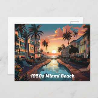 Cartão Postal De Festividades Hotel deco de arte em Miami Beach nos anos 50 no n