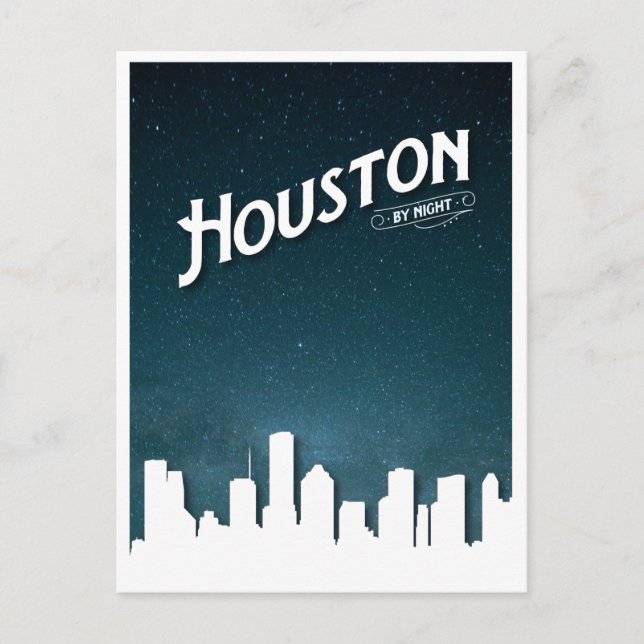 Cartão Postal De Festividades Houston by Night Skyline - Houston, Texas, EUA (Frente)