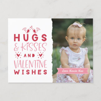 Cartão Postal De Festividades Hugs & Kisses & Dias de os namorados
