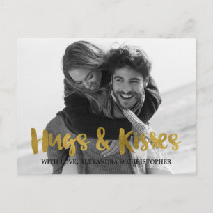 Cartão Postal De Festividades Hugs & Kisses Gold Foil Valentine's Day Photo