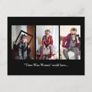 Cartão Postal De Festividades Humor de férias de Natal com 3 mulheres sábias