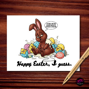 Cartão Postal De Festividades Humor Sarcástico de Coelho de Páscoa Exausto