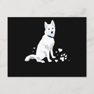 Cartão Postal De Festividades Husky Husky Siberiano Doce Cachorro Branco de Neve
