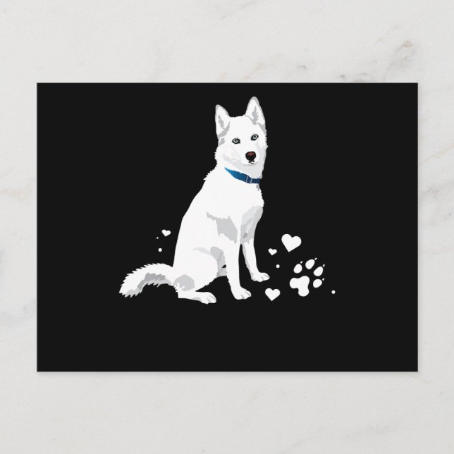 Cartão Postal De Festividades Husky Husky Siberiano Doce Cão de Neve Branco (Frente)