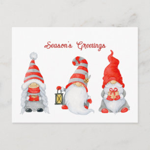 Cartão Postal De Festividades Hygge de Inverno Gnomos de Natal Fofo
